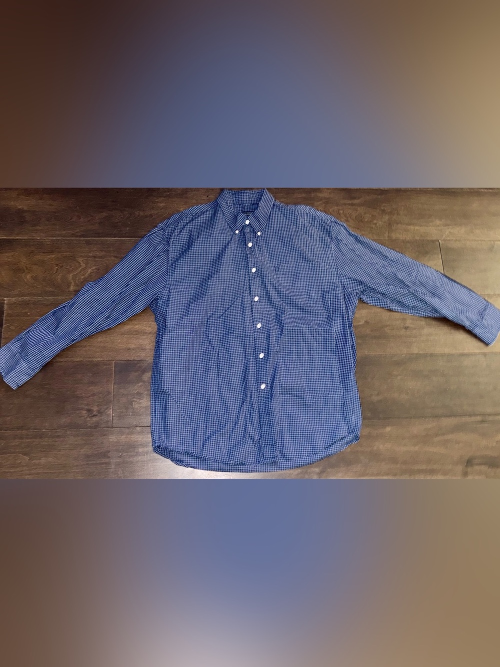 Saddlebred Men’s XL Blue White Check Button Down Shirt Long Sleeve 100% Cotton